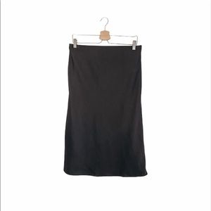NWOT Black Satin Midi High Waste Skirt